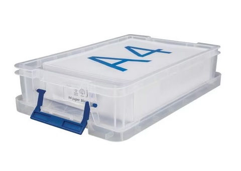 Boite rangement fellowes polypropylene resistant recyclable empilable double base renforcee clip 5,5l