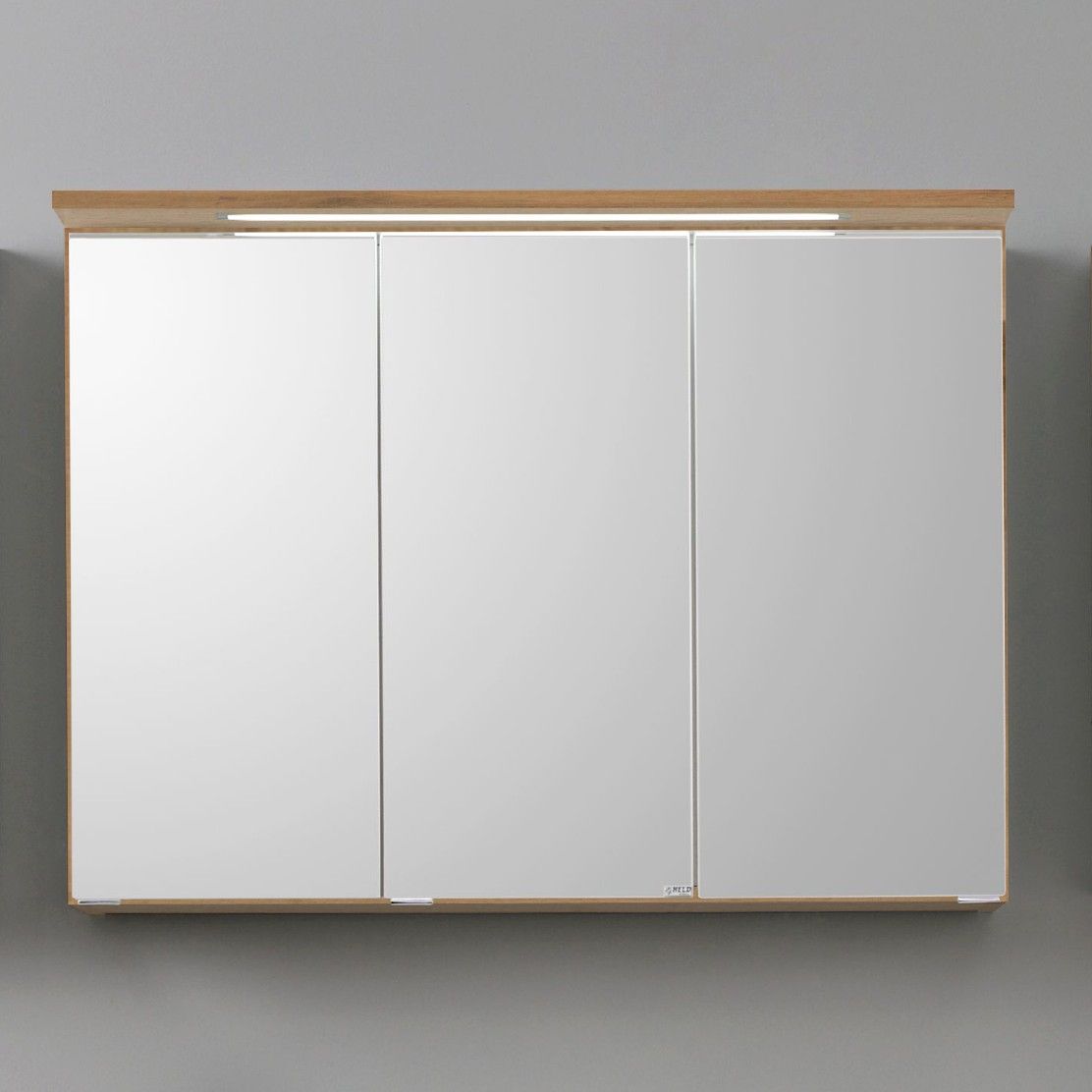 Armoire de toilette Bobbi 100cm modèle 1 3 portes & eclairage LED - chêne