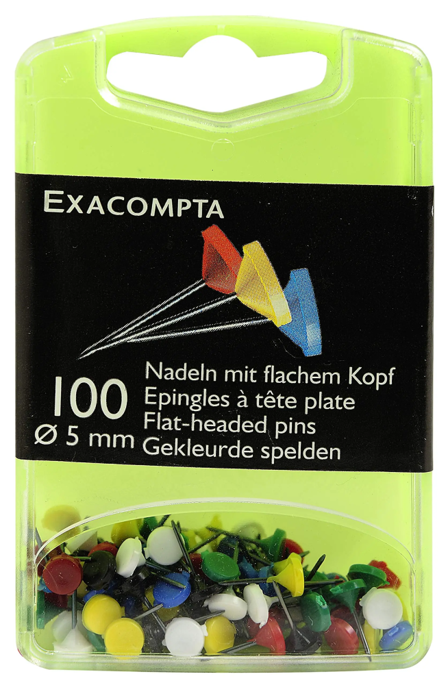 Bte 100 épingle tête plate assortis