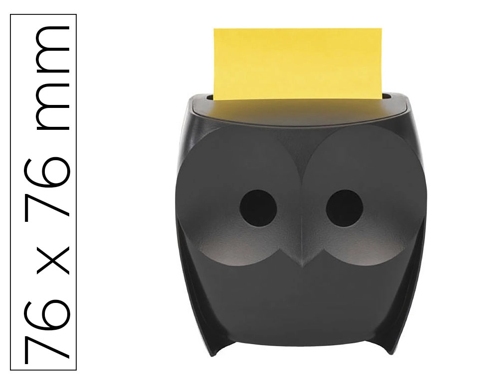 Devidoir post-it blocs z-notes chouette coloris noir mat + 2 recharges 45f 76x76mm