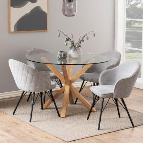 Table à manger Hennie ø119cm - décor chêne clair