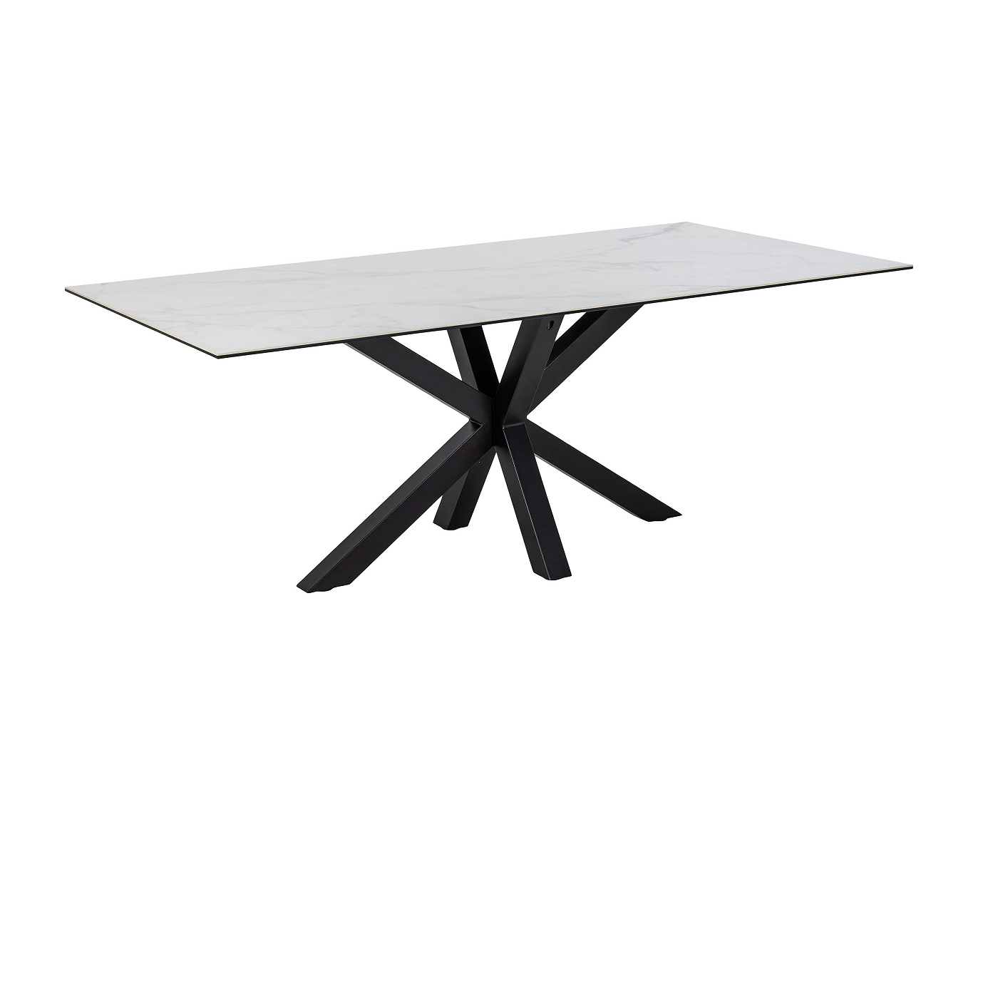 Table à manger Hennie 200x100 céramique - blanc/noir