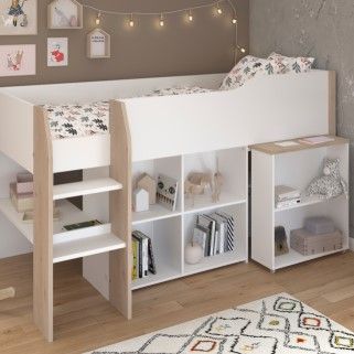 Lit combiné Moscon 90x200 - blanc/chêne