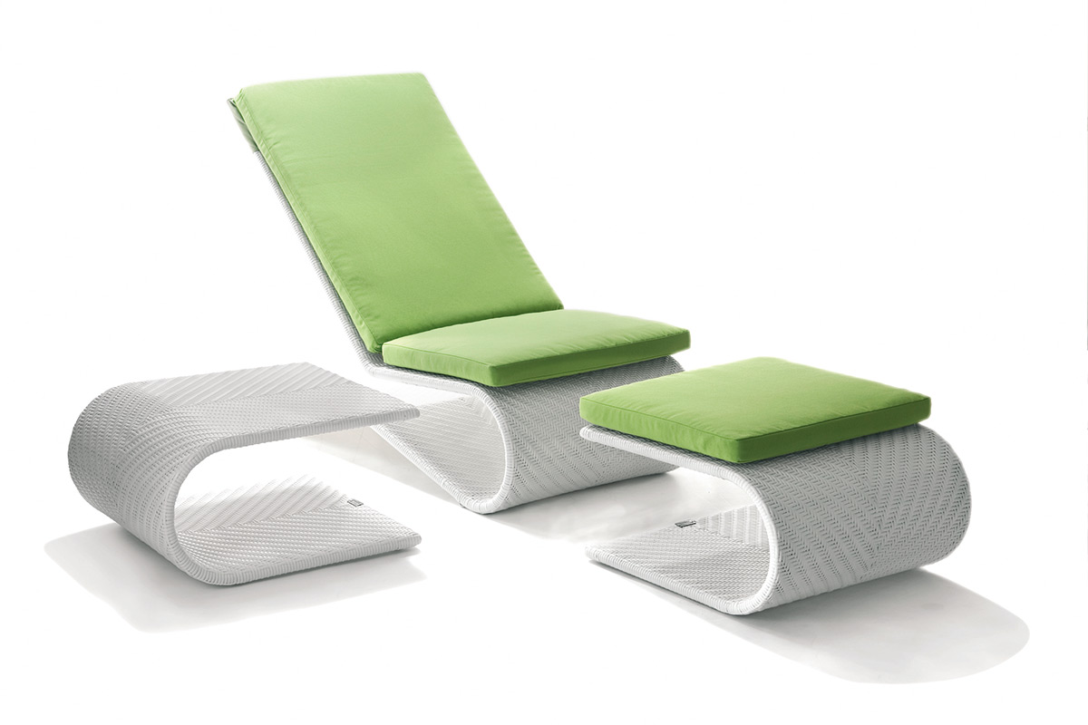 Fauteuil de jardin et pouf design en résine tressée - EQUINOXE