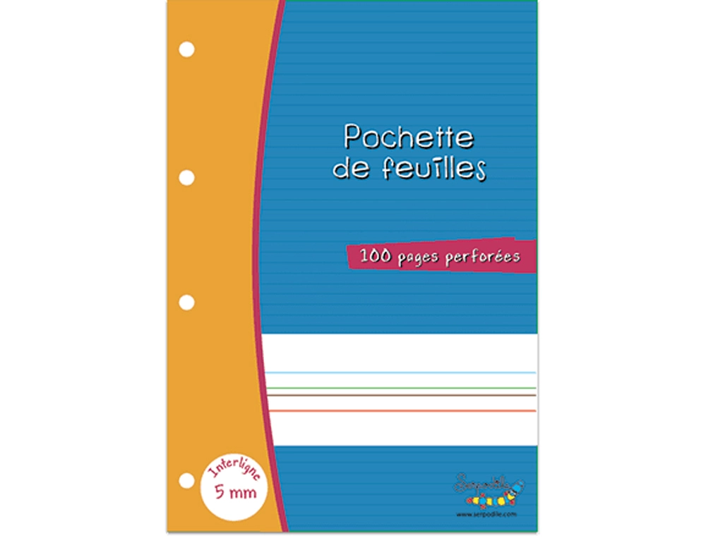 Feuillets mobiles hamelin serpodile perfores a4 100 pages double ligne 5mm niveau 2