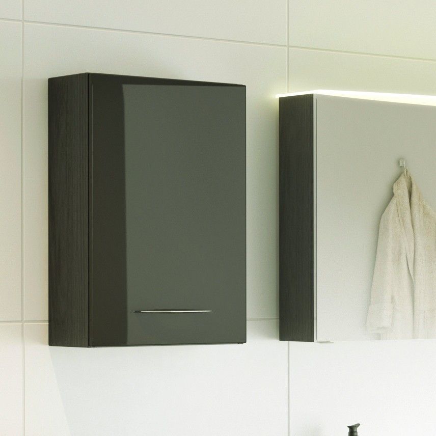 Armoire murale Florent 40cm 1 porte - graphite/gris brillant