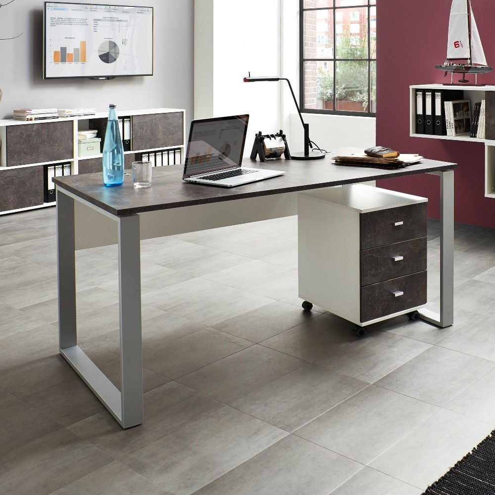 Bureau Aldo 158cm - gris/basalte