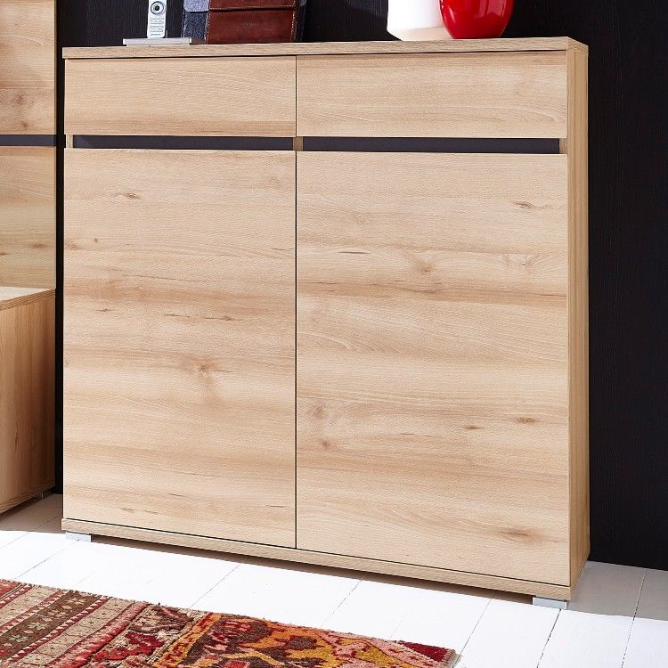 Armoire à chaussures Lissandro 96cm avec 2 portes & 2 tiroirs - hêtre