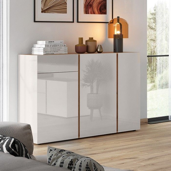 Bahut Mussa 3 portes & 1 tiroir 152cm - chêne/cachemire