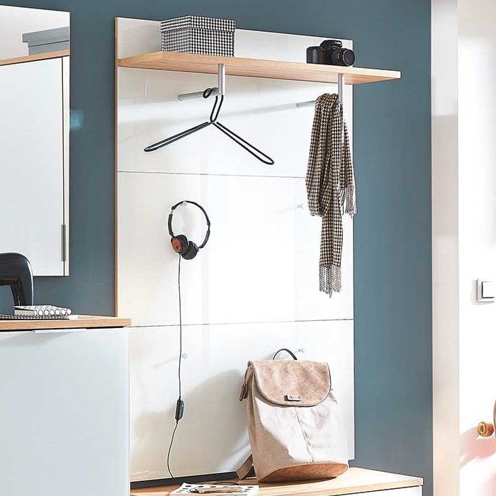 Portemanteau Tille H144 x L89cm - blanc/chêne