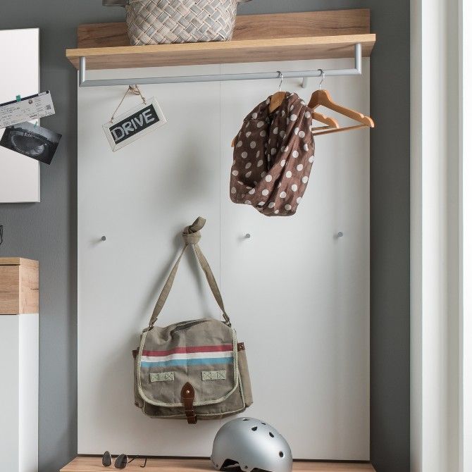 Portemanteau Stoffel H146 x L96 cm - blanc/chêne