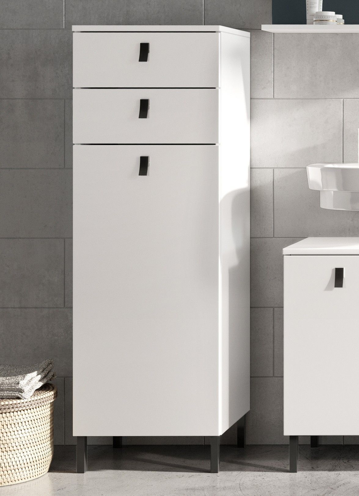 Armoire de salle de bains Tucker 39cm avec 2 tiroirs & porte - blanc