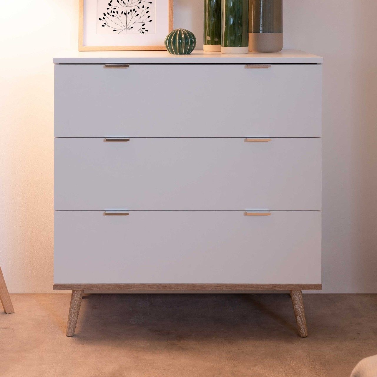 Chiffonnier Göteborg 80cm 3 tiroirs - blanc