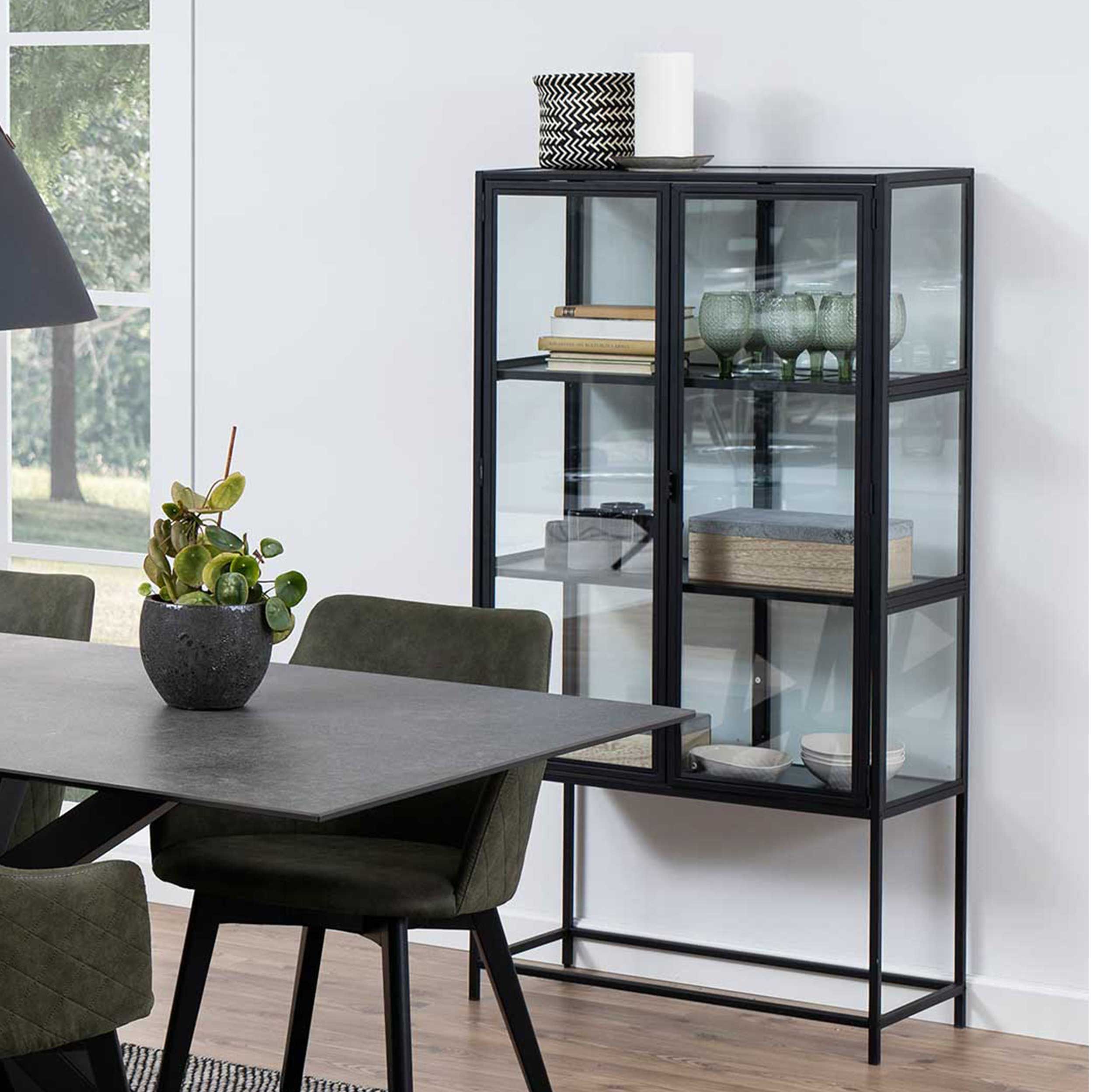 Vitrine Dover 150cm à 2 portes - noir