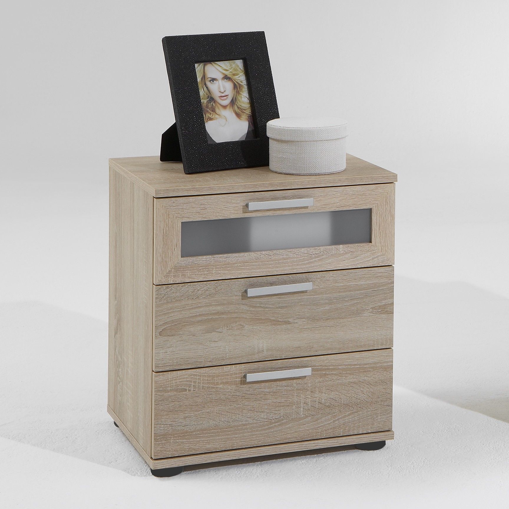 Table de chevet Jack à 3 tiroirs - chêne brun