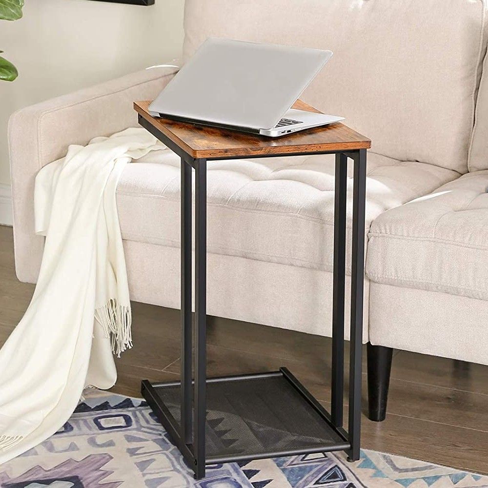 Table d'appoint pour ordinateur portable Brad 48x35 - brun rustique/noir