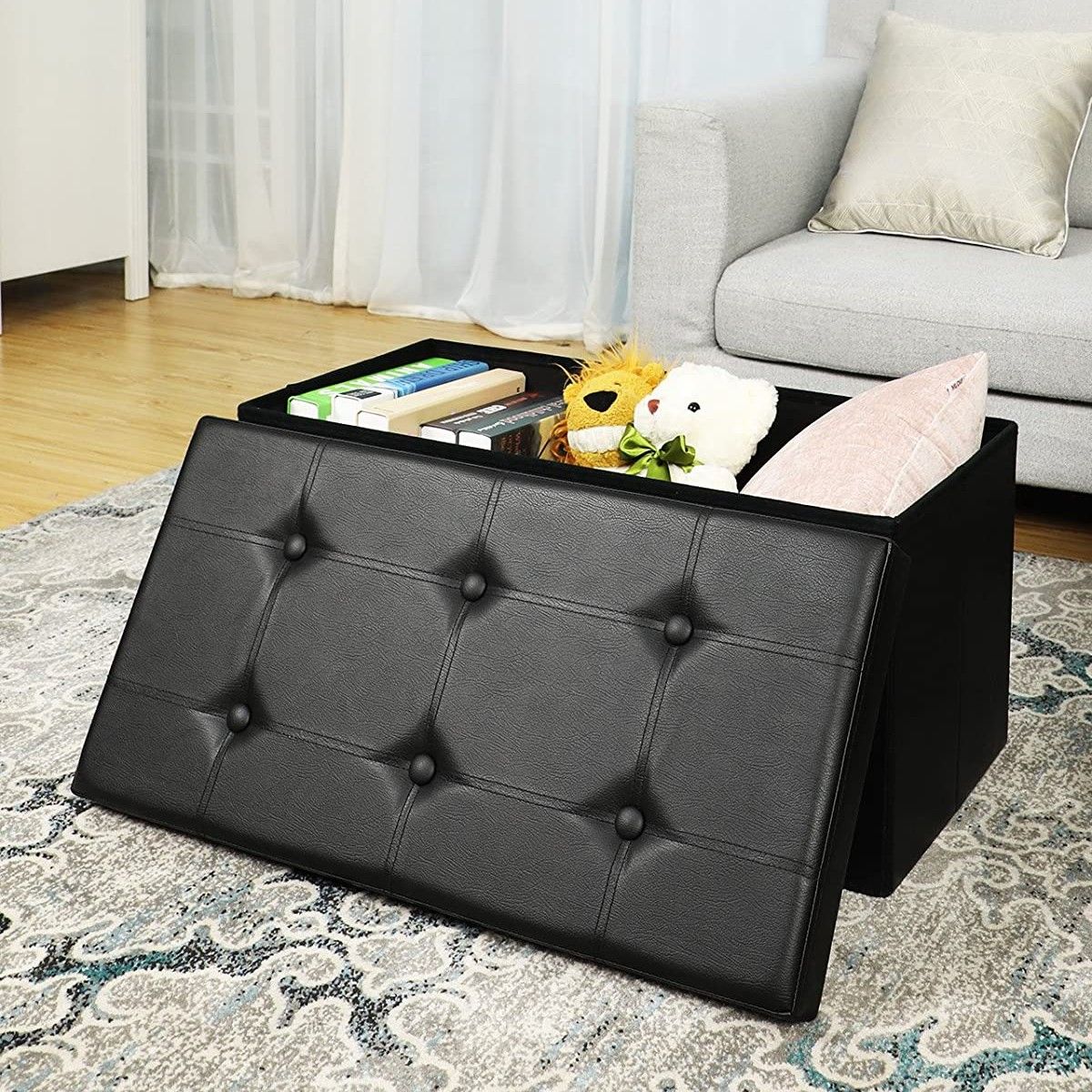 Repose-pieds Drey en similicuir - noir