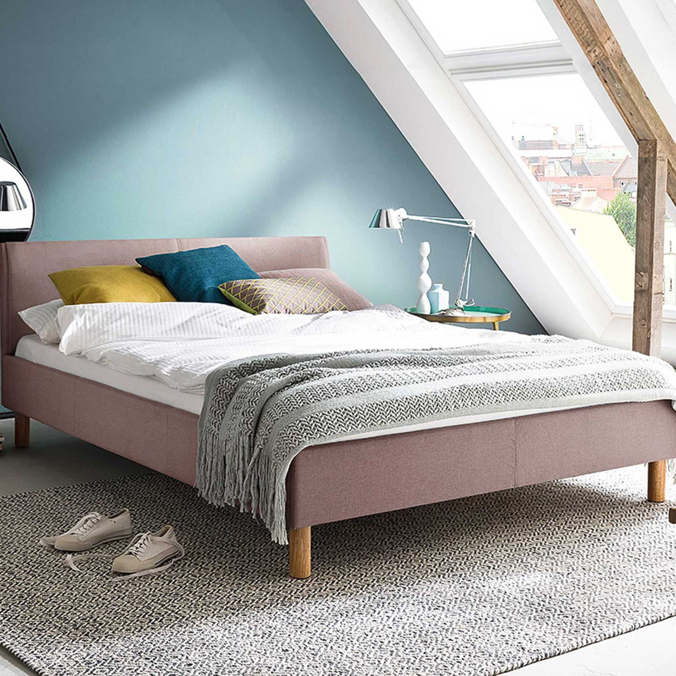 Lit en tissu Amber 120x200 - vieux rose