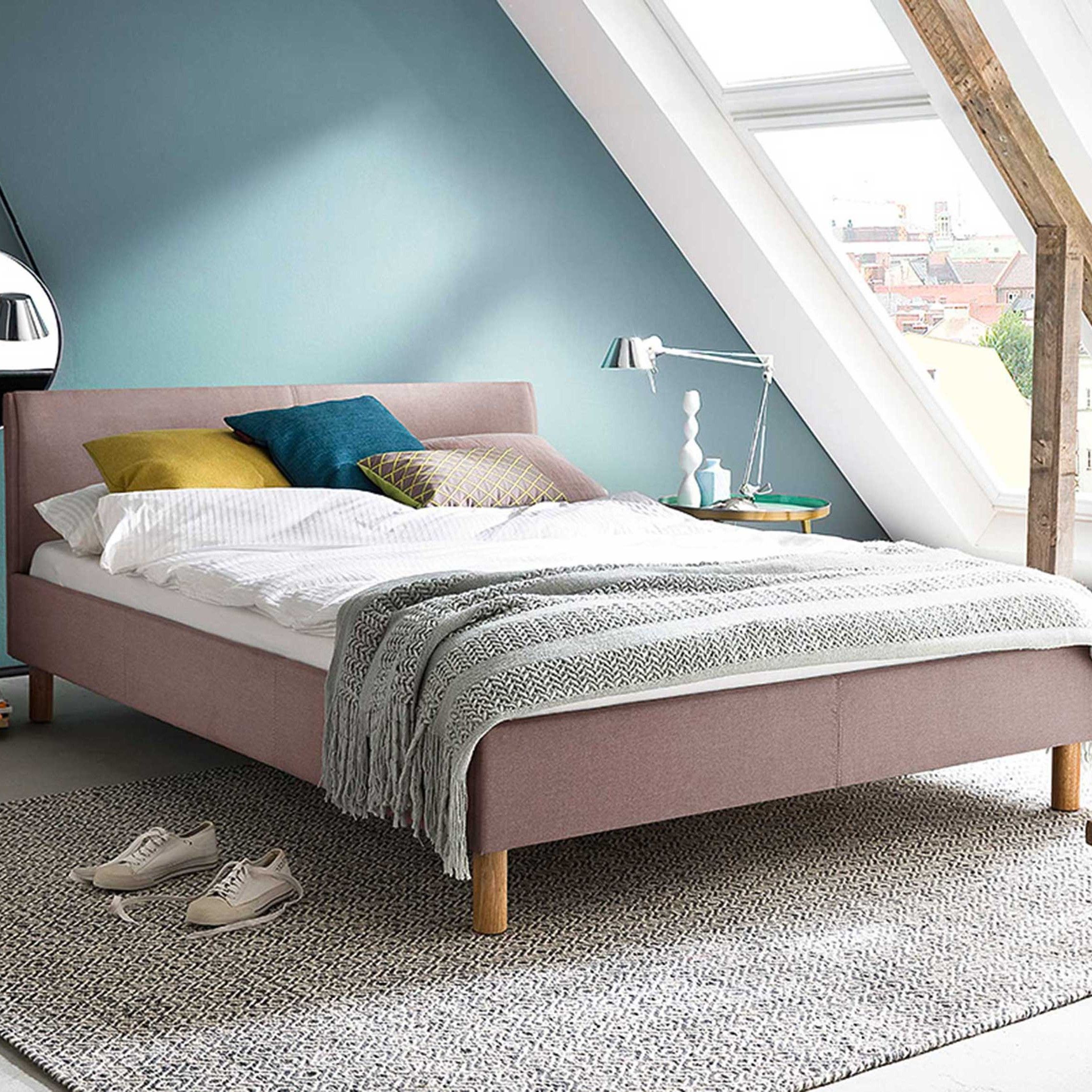 Lit en tissu Amber 140x200 - vieux rose