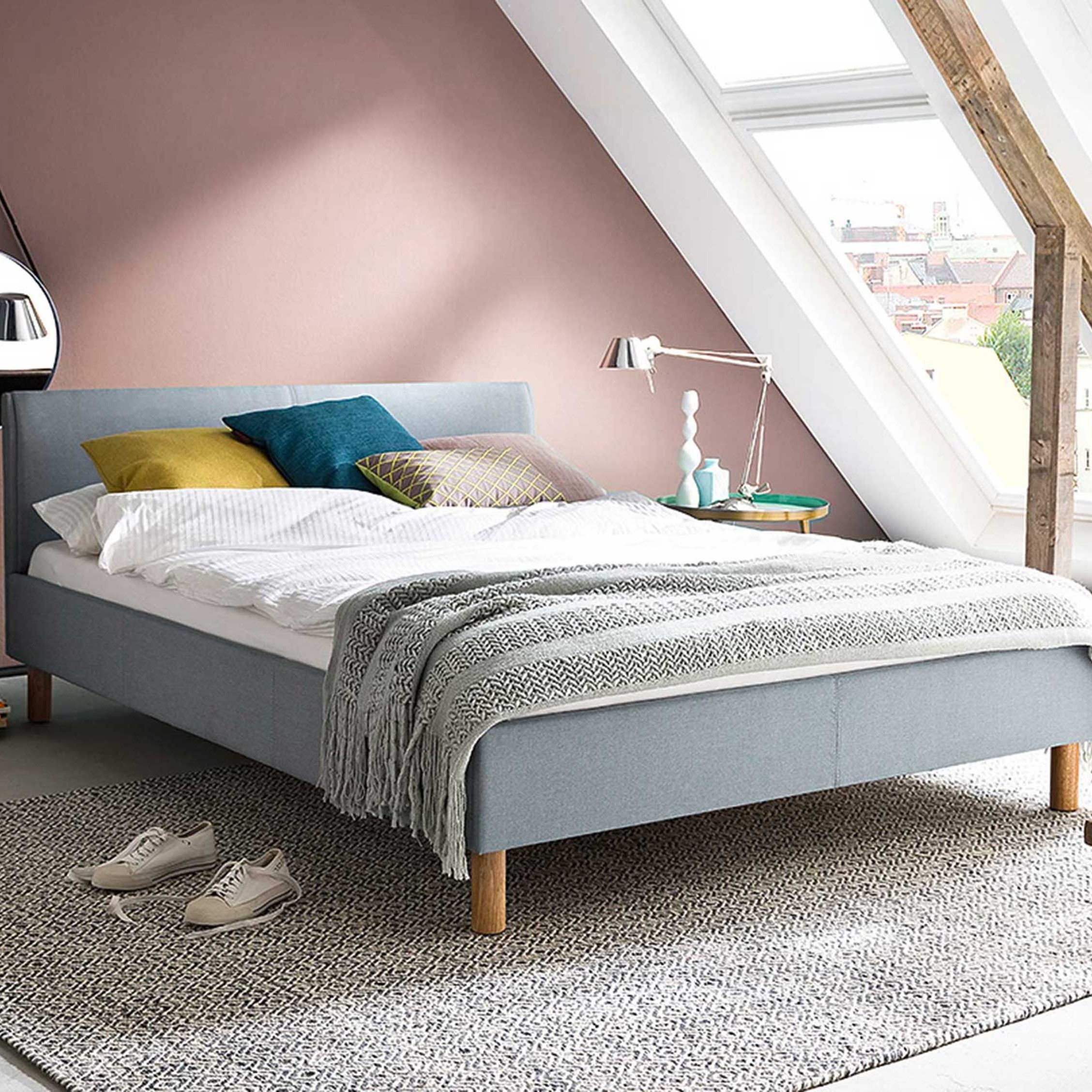 Lit en tissu Amber 140x200 - bleu glacier