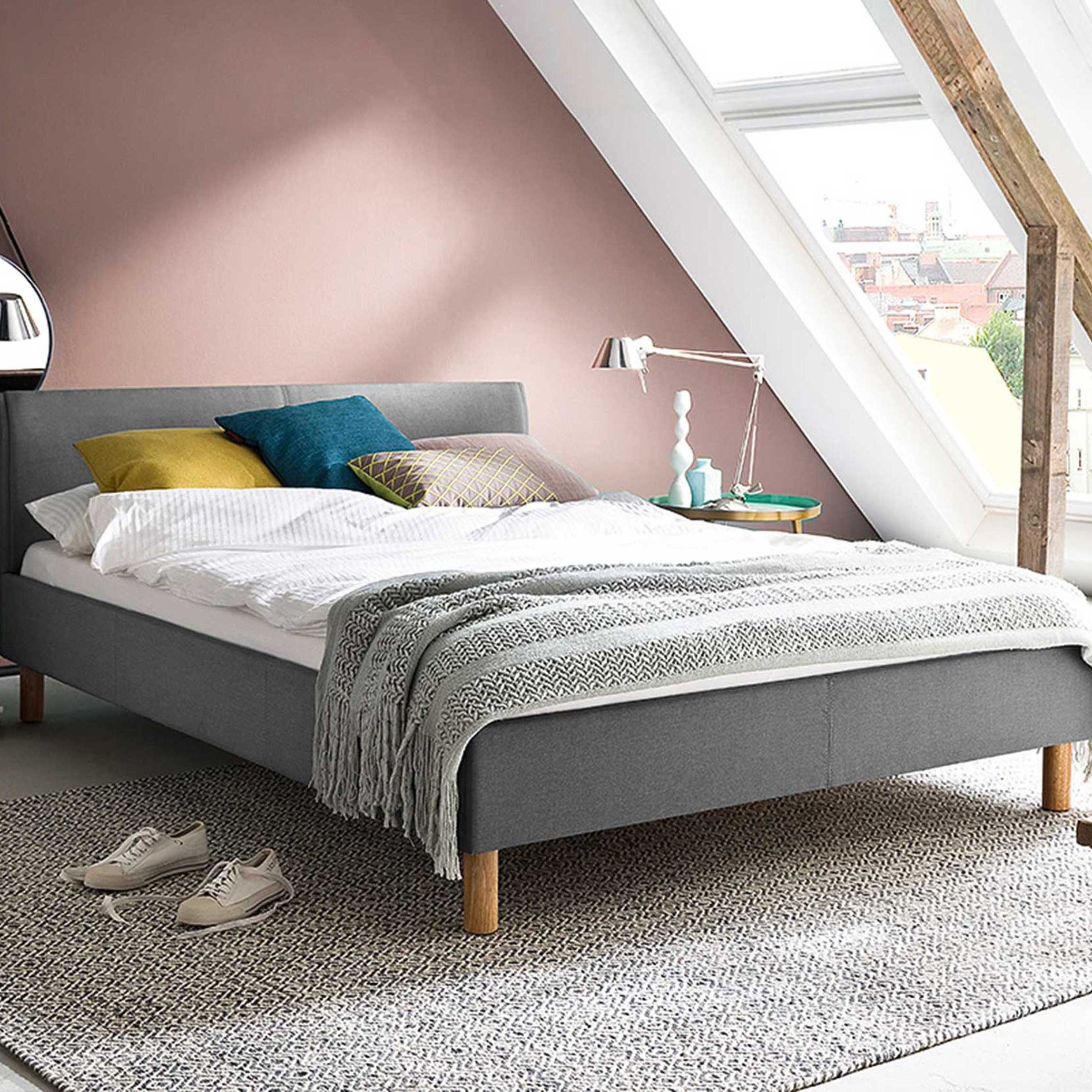 Lit en tissu Amber 140x200 - gris clair