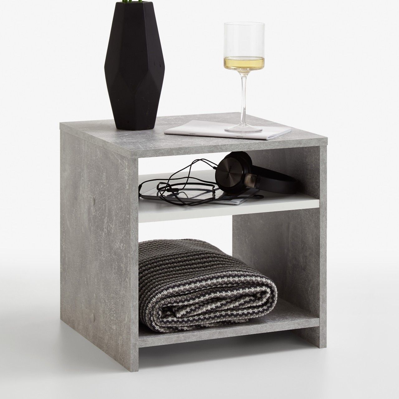 Table d'appoint Linn - béton/blanc