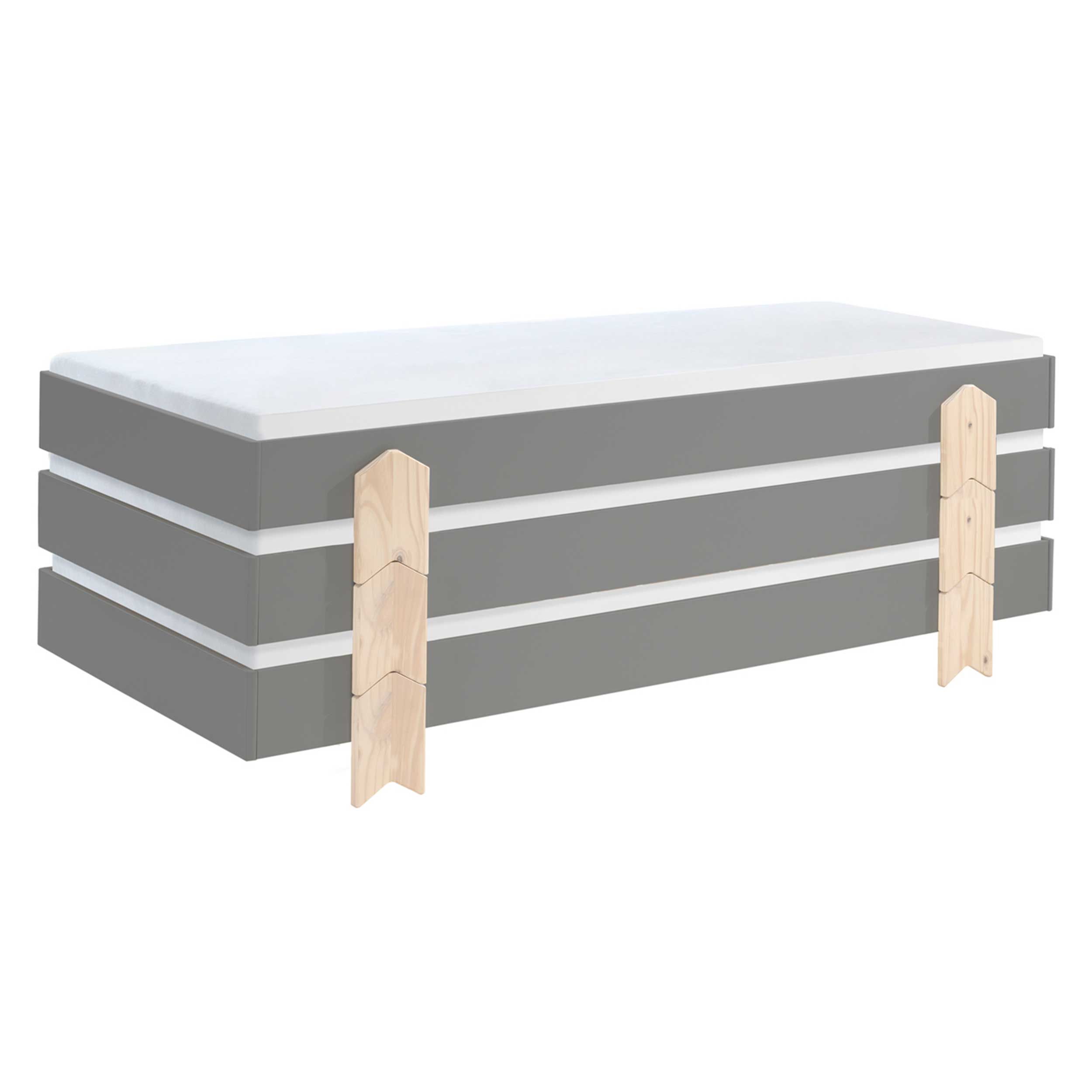 Lit d'enfants Modulo arrow 90x200 empilable ensemble de 3 - anthracite/bois de pin