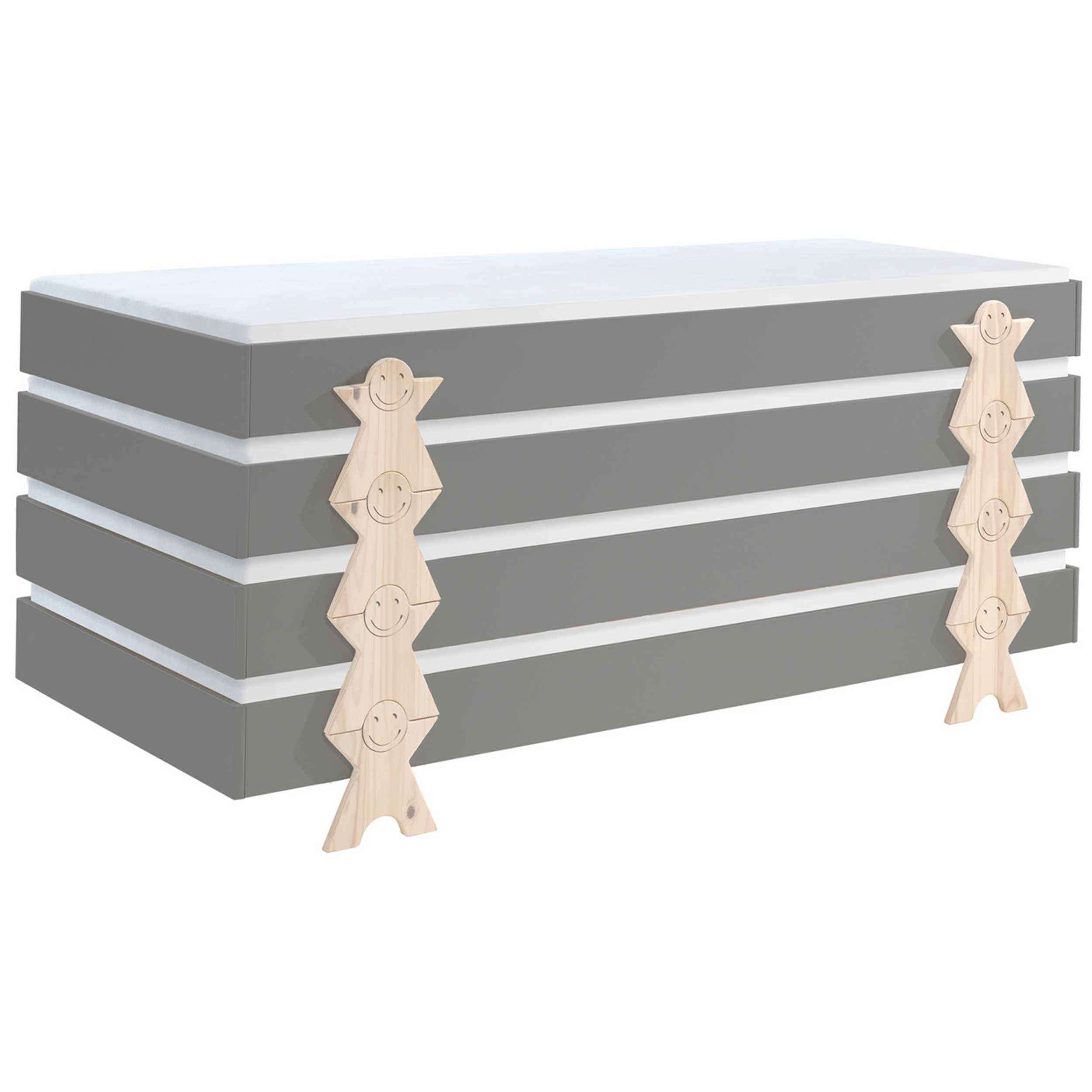 Lit d'enfants Modulo Smiley 90x200 empilable ensemble de 4 - anthracite/bois de pin