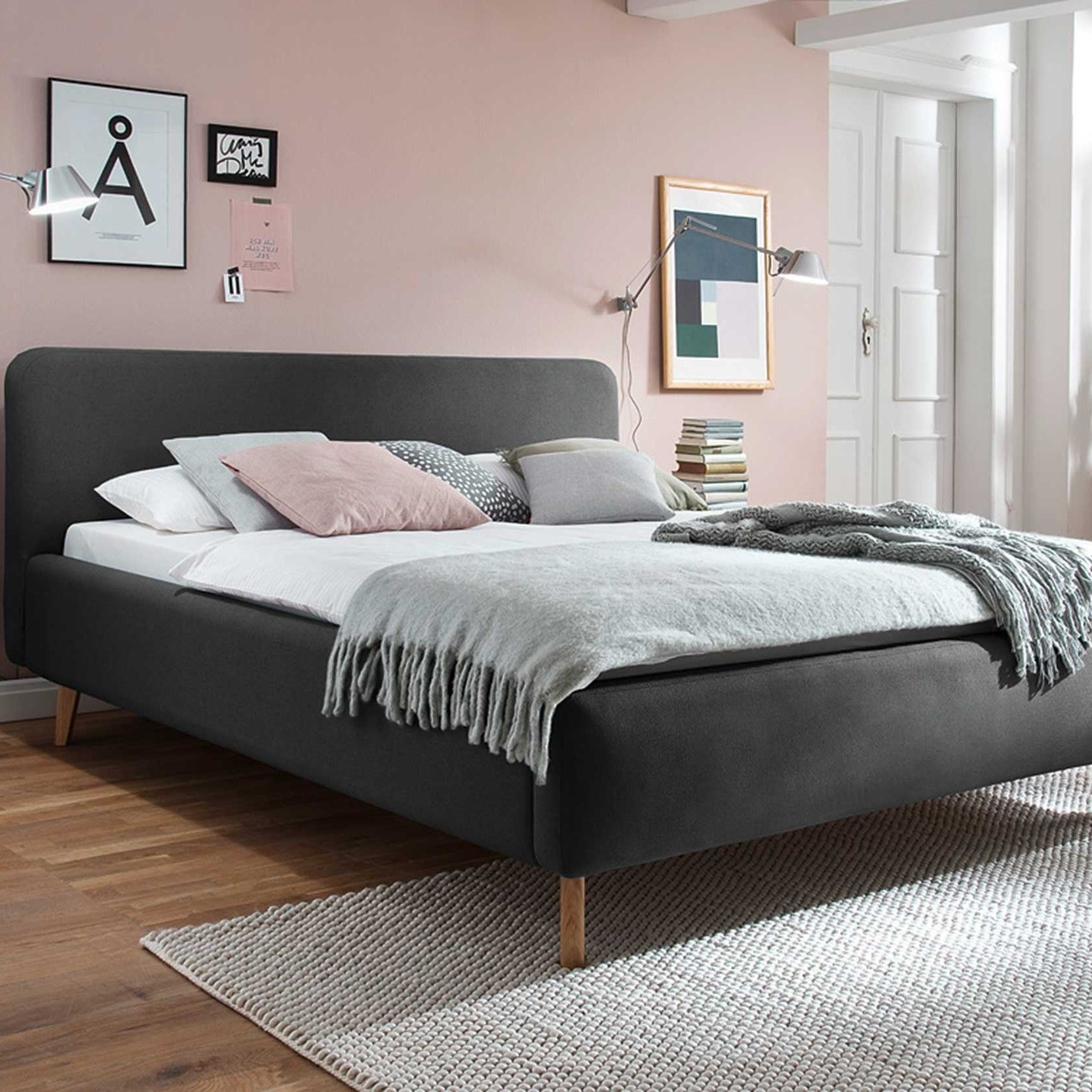 Lit en tissu Tony 180x200 - anthracite