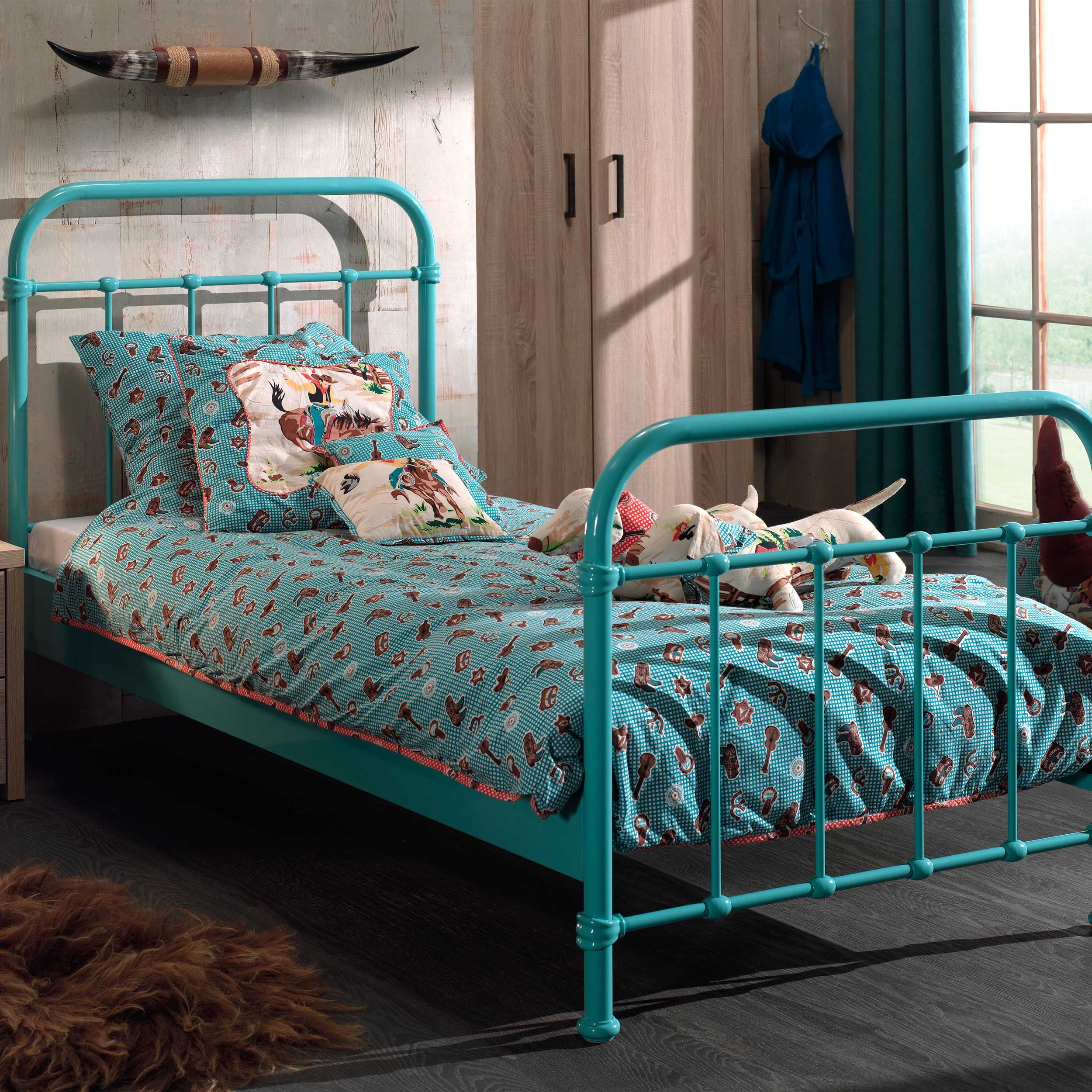 Lit enfant New York 90x200cm métal - vert menthe