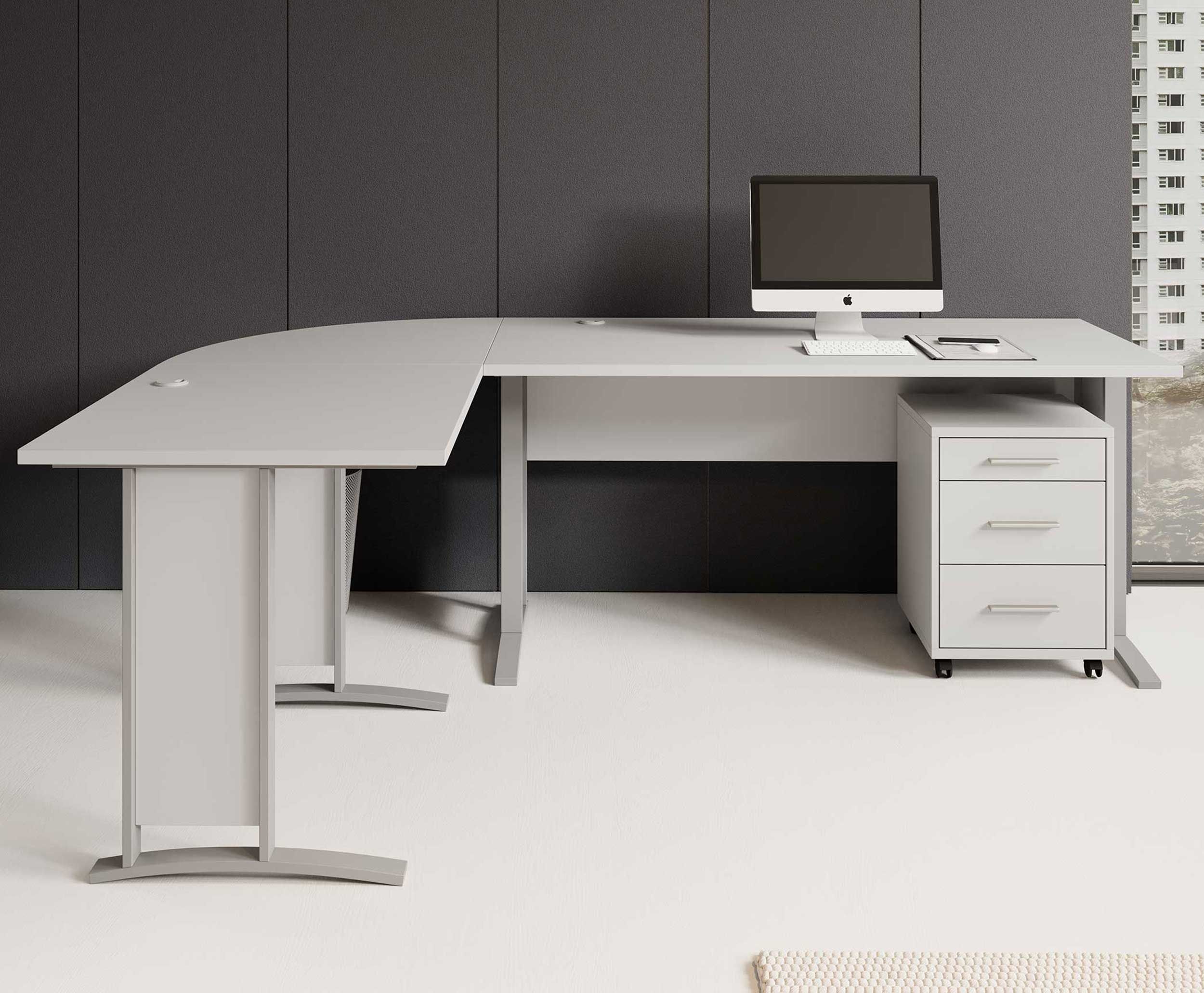 Bureau d'angle Olaph 220x170 - blanc