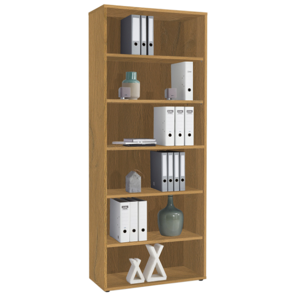 Bibliothèque Gabi large à 6 niches - chêne vieilli