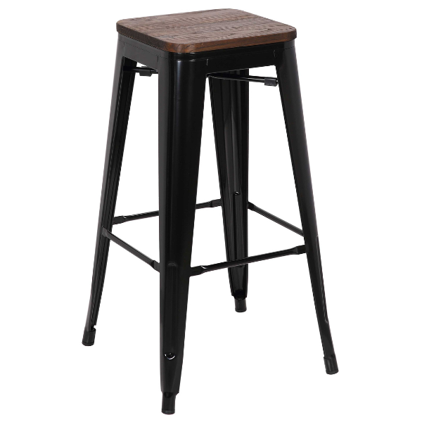 Lot de 4 tabourets de bar Olly industriel - noir