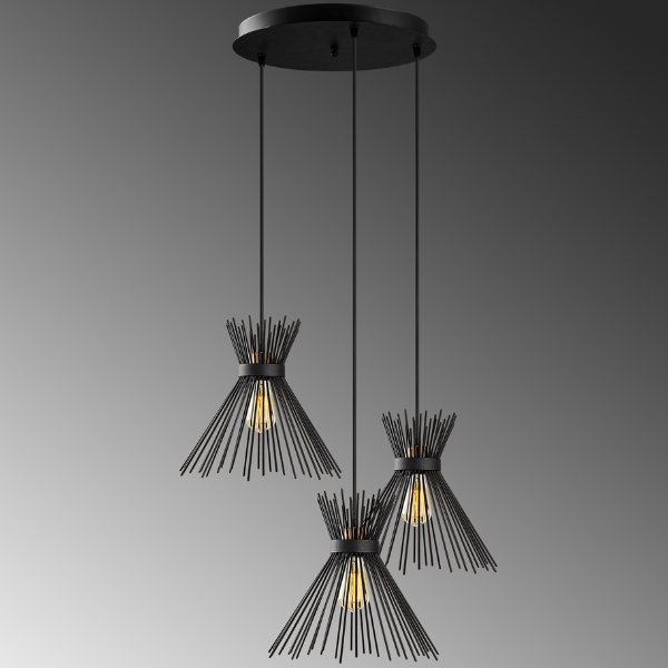 Opviq Lustre | Corps en fer 63x30 cm | Hauteur : 128 cm | Hauteur réglable | IP20 Noir