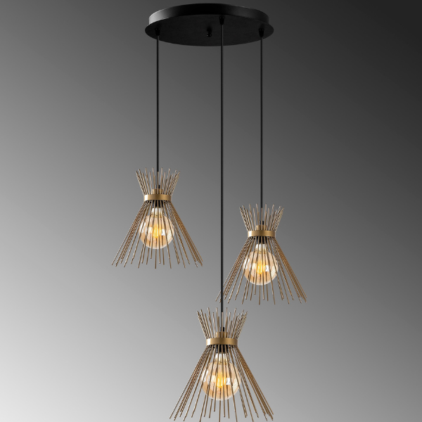 Opviq Lampe pendante | Diamètre : 34 cm | Boîtier en métal, finition or | Hauteur réglable | Or