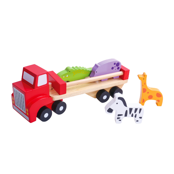 Camion en bois avec des animaux