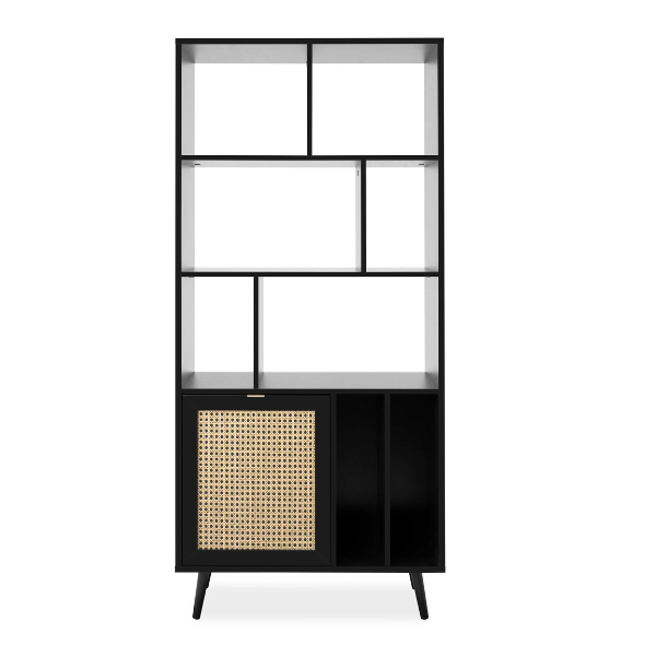 Bibliothèque Daka 80cm 1 porte - noir/beige