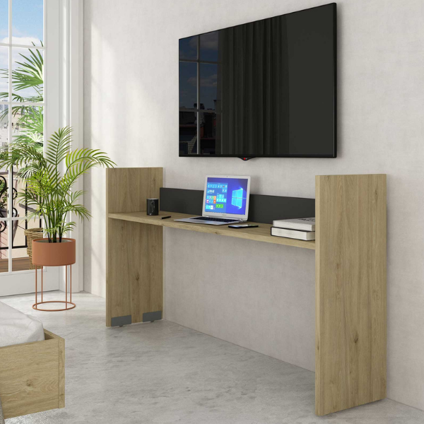 Bureau sur roulettes Portia 175x40x97 - chêne/anthracite