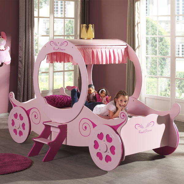 Lit carrosse filles Princesse Kate - rose