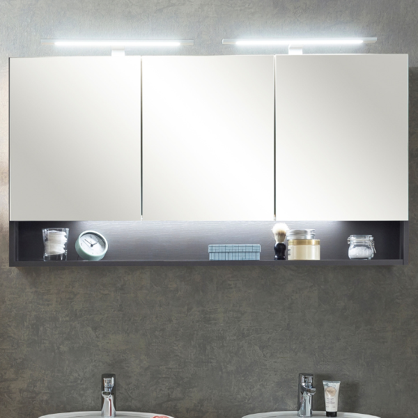 Armoire toilette Karan 120cm 3 portes avec éclairage - anthracite