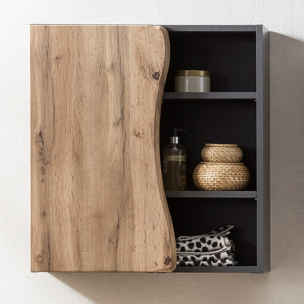 Armoire murale Karan 60cm 1 porte - chêne/anthracite