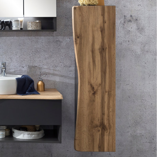 Armoire colonne Karan 37cm 1 porte - chêne/anthracite