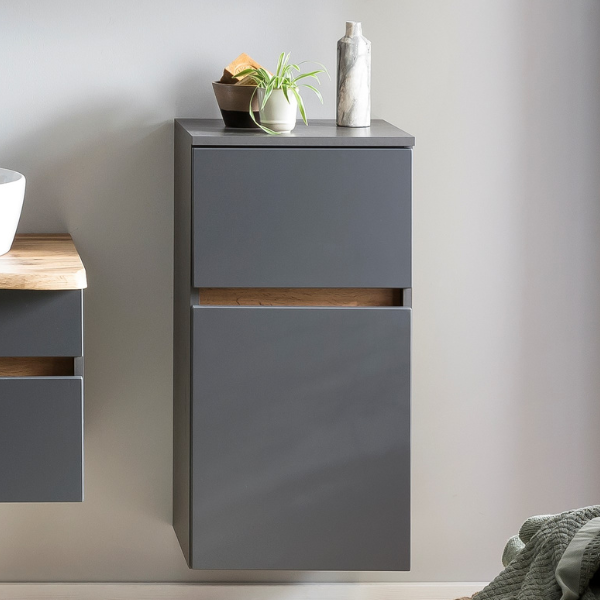 Armoire de salle de bain Vikas 1 porte & 1 tiroir - anthracite