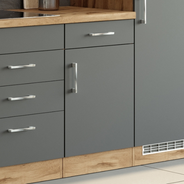 Armoire de cuisine Sorrella 50cm 1 porte & 1 tiroir - anthracite/chêne