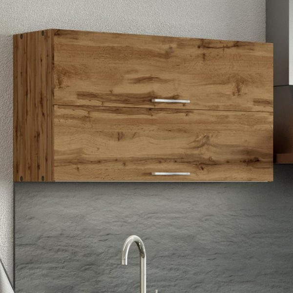 Armoire de cuisine Sorrella 100cm avec 2 portes pliantes - chêne