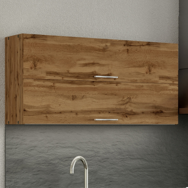 Armoire de cuisine Sorrella 110cm avec 2 portes pliantes - chêne