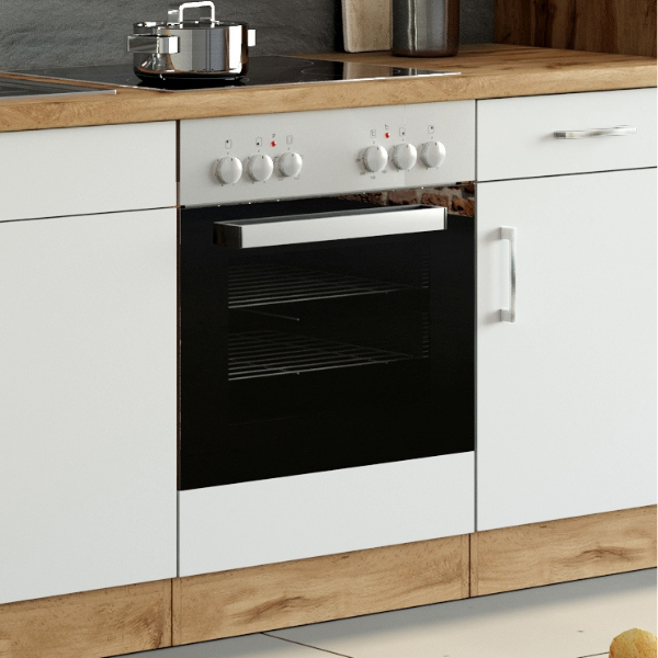 Meuble bas Sorrella 60cm pour four et plaque de cuisson - blanc/chêne