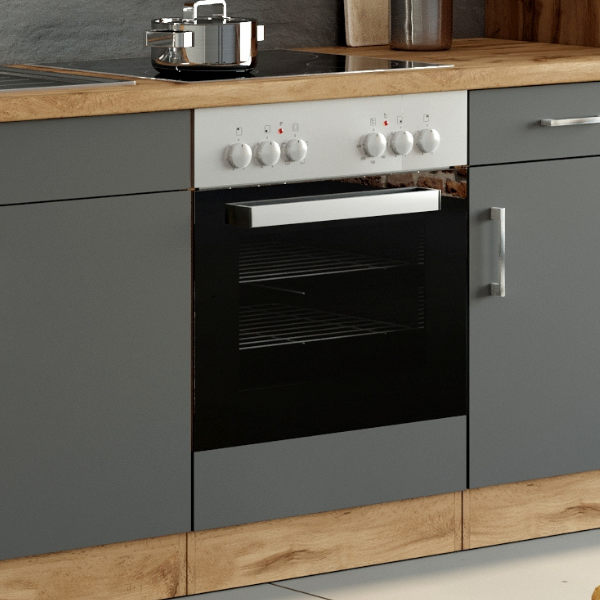 Meuble bas Sorrella 60cm pour four et plaque de cuisson - anthracite/chêne