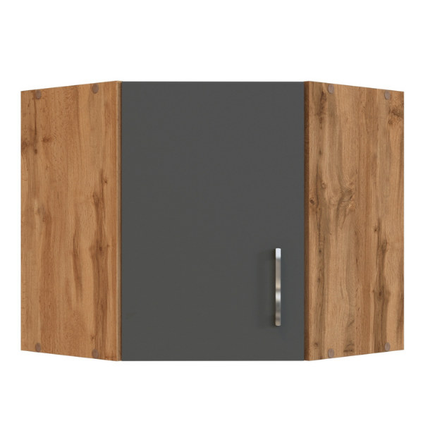 Armoire d'angle Sorrella 60cm 1 porte - anthracite/chêne