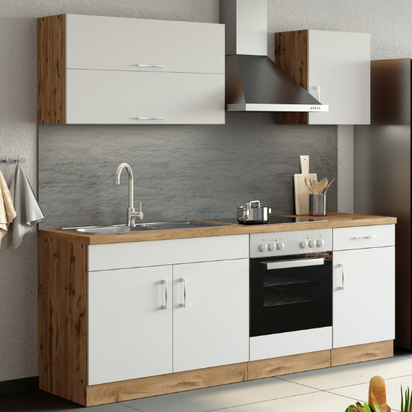Kitchenette Sorrella 210cm avec four - blanc/chêne